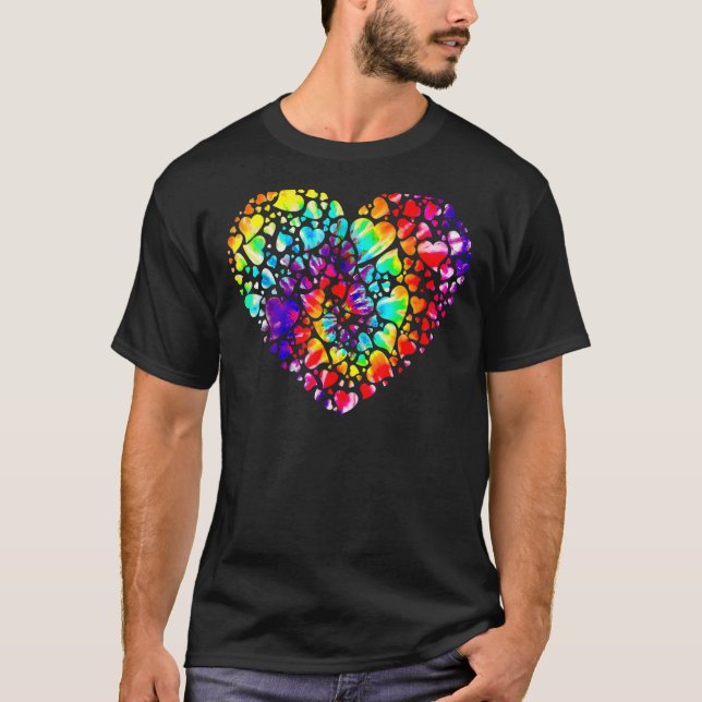Colourful Tye Dye Die Tie Heart TShirt Valentine's (Front)