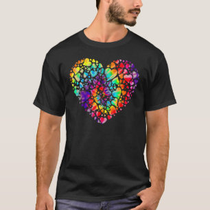 Colourful Tye Dye Die Tie Heart TShirt Valentine's