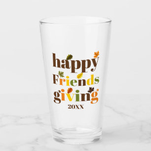 Colourful typograhy and leaves Friendsgiving fall Glass