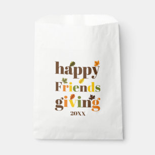 Colourful typography and fall leaves Friendsgiving Favour Bags