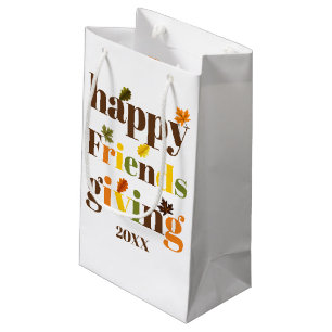 Colourful typography, autumn leaves Friendsgiving Small Gift Bag