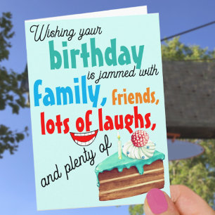 Colourful Typography Birthday Cake Best Wishes  Card
