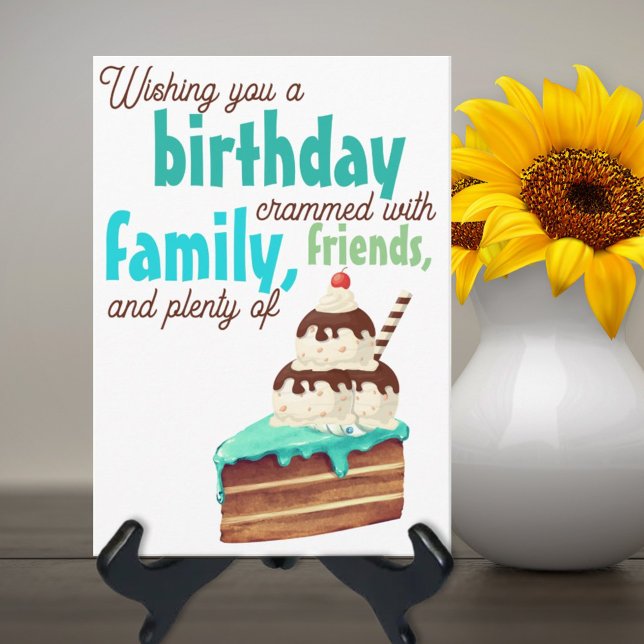 Colourful Typography Birthday Cake Ice Cream Card (Creator Uploaded)