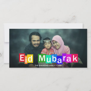 Colourful Typography Blocks Eid Mubarak Photo Card