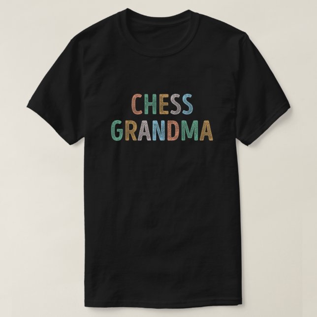 Colourful Typography Chess Grandma T-Shirt (Design Front)