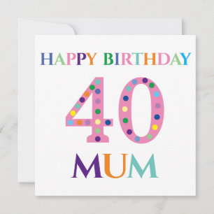 Colourful Typography Happy Birthday Mum Card