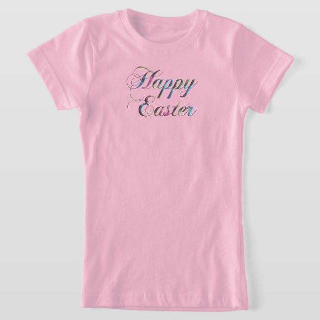 Colourful Typography Happy Easter T-Shirt (Laydown)