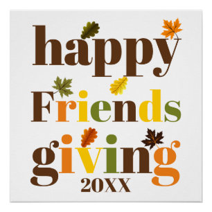 Colourful typography Happy Friendsgiving fall Poster
