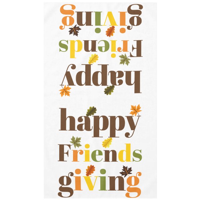 Colourful typography Happy Friendsgiving fall Tablecloth (Front)