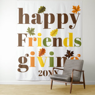 Colourful typography Happy Friendsgiving fall Tapestry