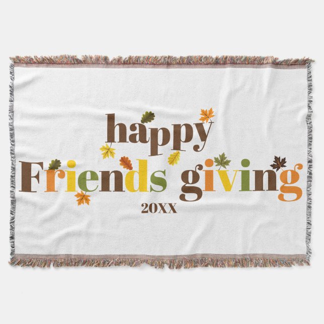 Colourful typography Happy Friendsgiving fall Throw Blanket (Front)