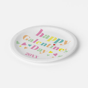 Colourful typography Happy Galentines Day Paper Plate
