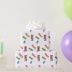 Colourful Typography Love Peace Joy Christmas Wrapping Paper