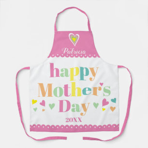 Colourful typography pink border Mothers Day Apro Apron