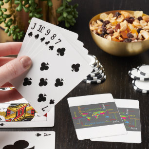 Colourful Typography World Map Modern Word Travel  Playing Cards