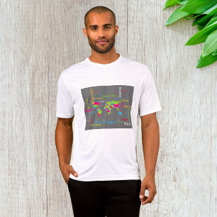 Colourful Typography World Map Modern Word Travel T-Shirt