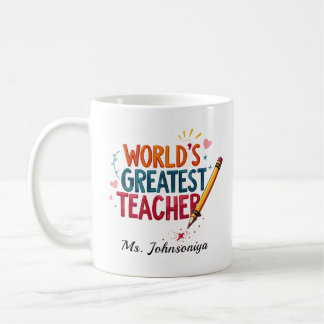 Colourful Typography Worlds Greatest Teacher Coffee Mug
