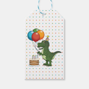 Colourful Tyrannosaurus Rex T-rex Dinosaur Birthda Gift Tags