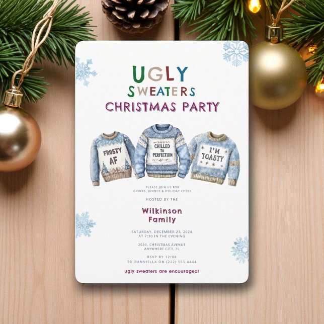 Colourful Ugly Christmas Sweater Party Invitation (Creator Uploaded)