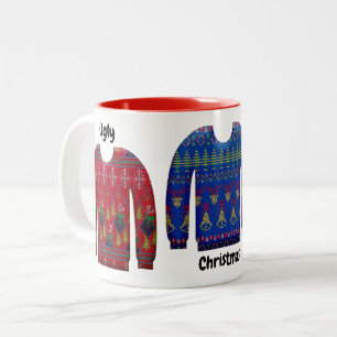 Colourful Ugly Christmas Sweaters Two-Tone Coffee Mug
