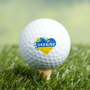 Colourful Ukraine Flag Flower Heart  Golf Balls