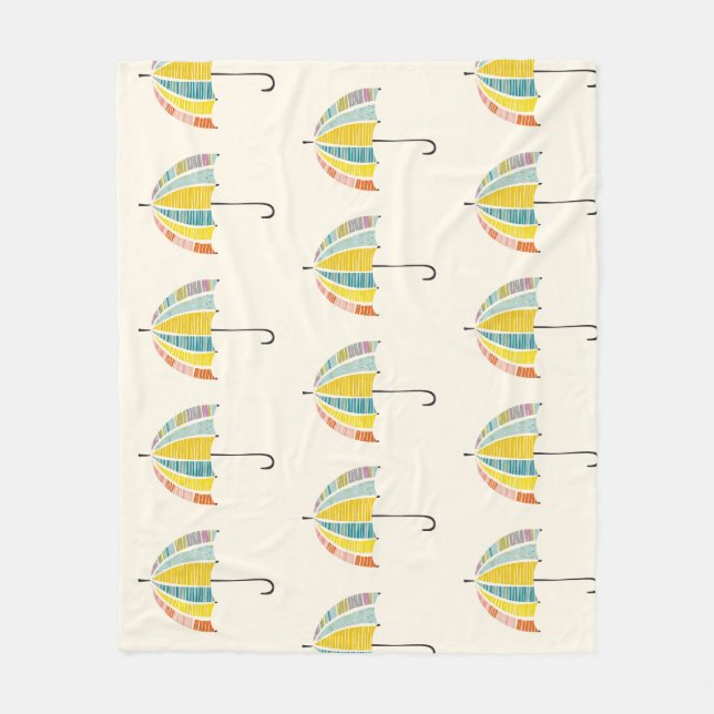 Colourful Umbrella – Bright & Cheerful Rainy Day Fleece Blanket (Front)