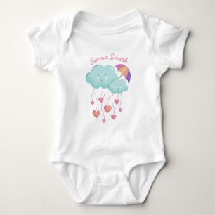 Colourful Umbrella with Cute Clouds Baby Bodysuit