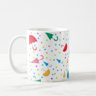 Colourful Umbrellas and Confetti Pattern Coffee Mug
