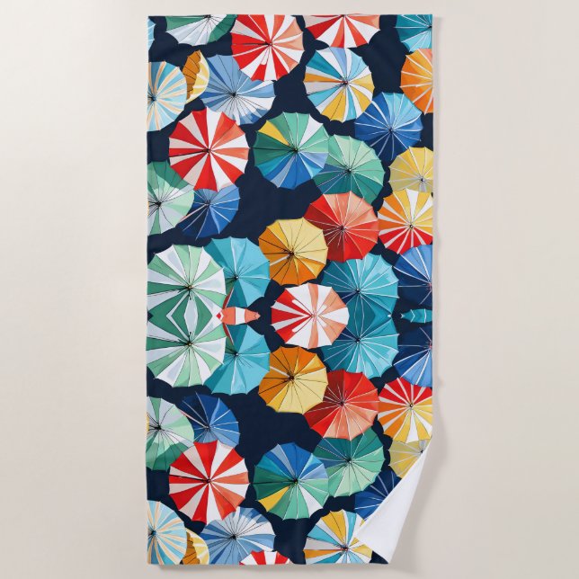 Colourful umbrellas beach towel (Front)