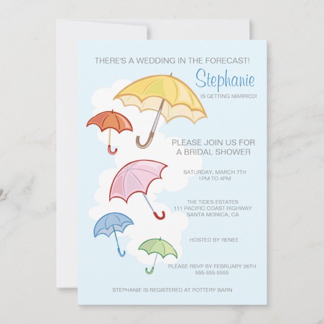 Colourful Umbrellas Bridal Shower Invitation (Front)