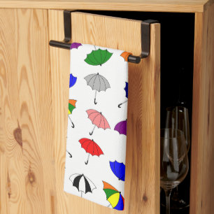 Colourful Umbrellas Design Tea Towel