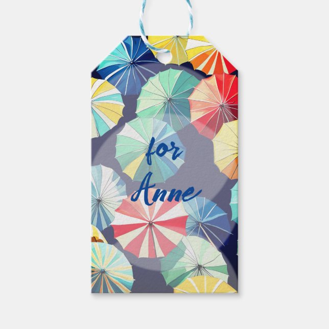 Colourful Umbrellas  Gift Tags (Front)