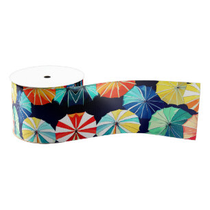 Colourful Umbrellas Grosgrain Ribbon