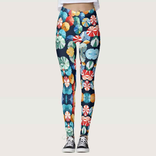 Colourful Umbrellas  Leggings (Front)