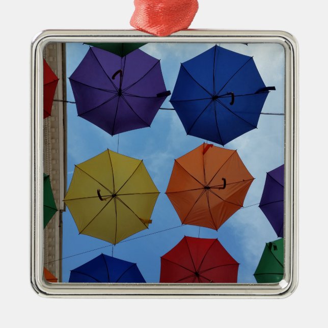 Colourful umbrellas metal tree decoration (Front)
