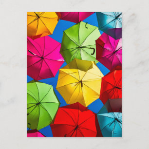 Colourful Umbrellas Photo Postcard