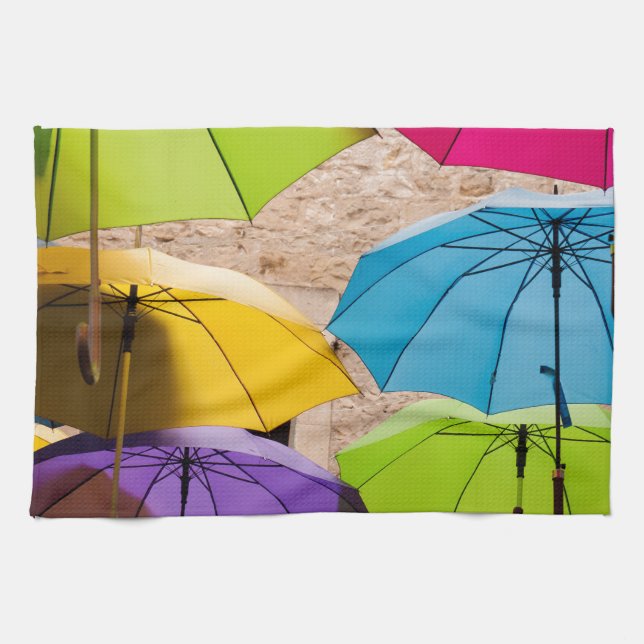 Colourful Umbrellas Tea Towel (Horizontal)