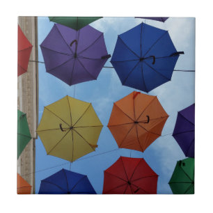 Colourful umbrellas tile