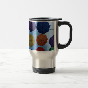 Colourful umbrellas travel mug