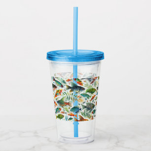 Colourful underwater fish art acrylic tumbler