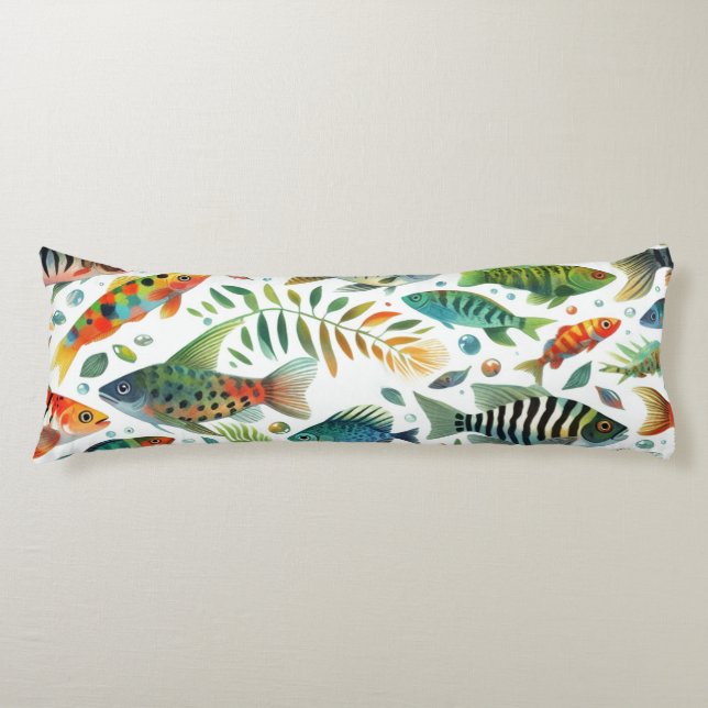 Colourful underwater fish art body cushion (Front)