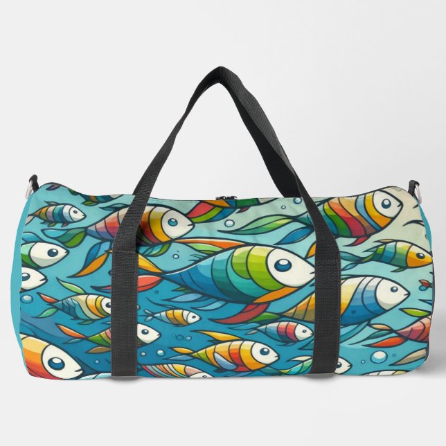 Colourful underwater fish art duffle bag (Front)