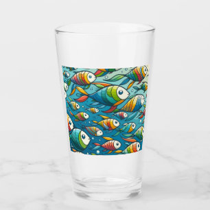 Colourful underwater fish art glass