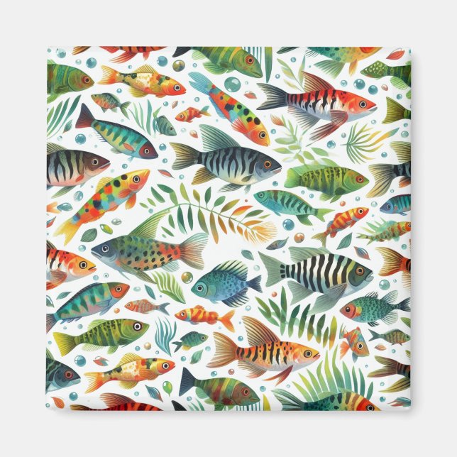 Colourful underwater fish art magnet (Front)
