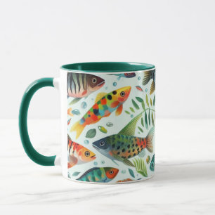 Colourful underwater fish art mug