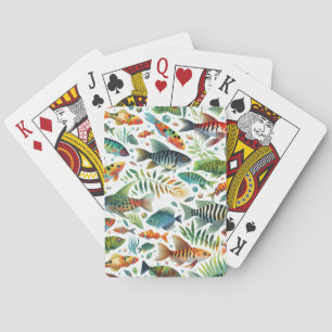 Colourful underwater fish art playing cards