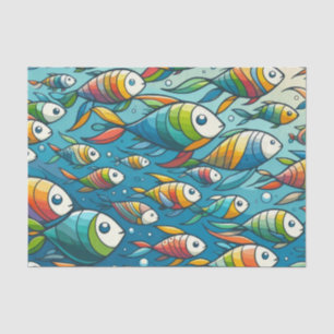 Colourful underwater fish art tissue paper