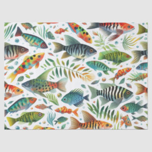 Colourful underwater fish art tissue paper