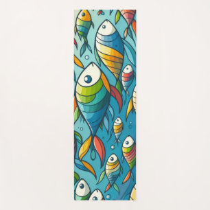 Colourful underwater fish art yoga mat