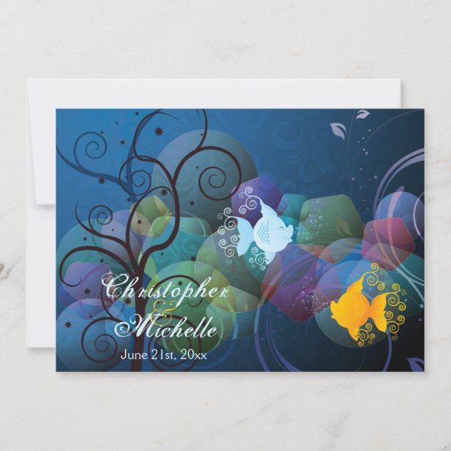 Colourful Underwater Fish Couple Wedding Invitatio Invitation (Front)